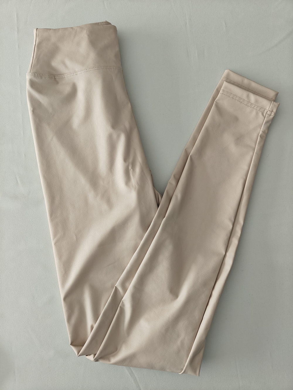 Offline Aerie Women's High Waist Leggings Beige Cream Faux Leather XS Stretchy
